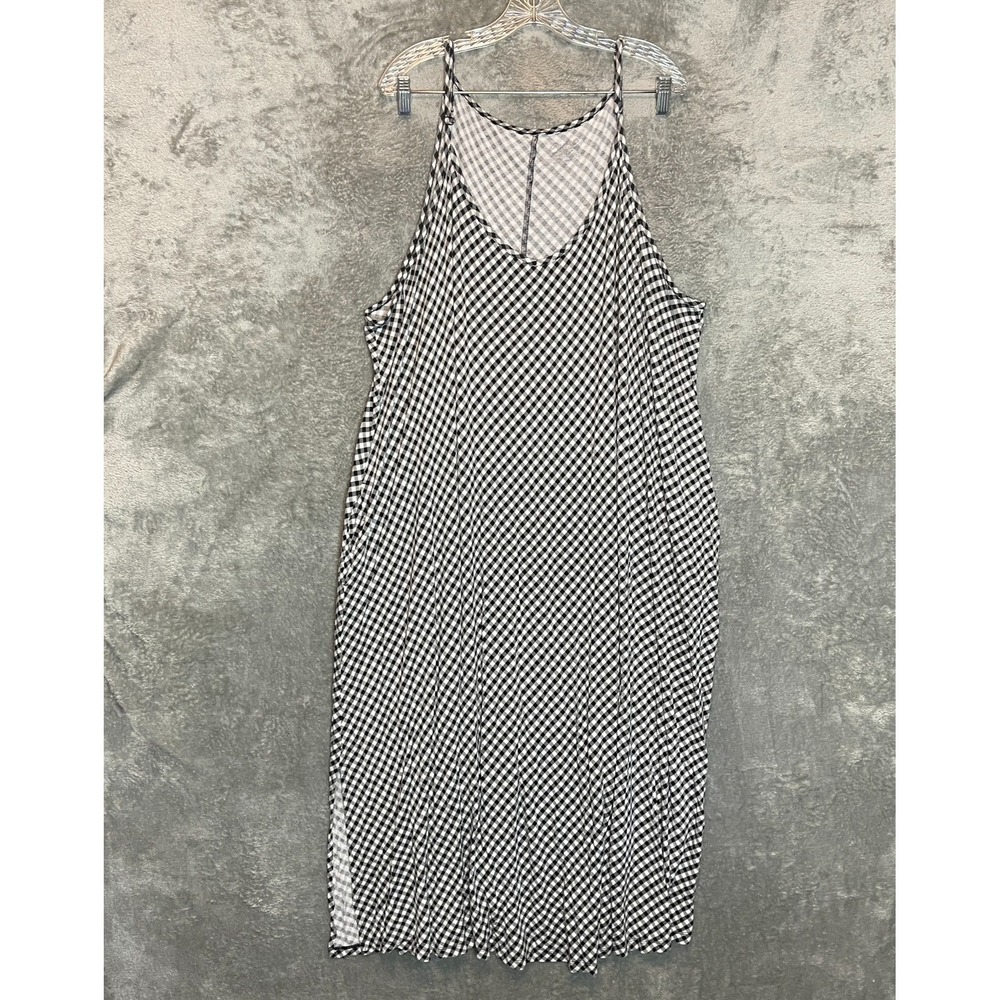 Catherines Women Gingham Check Soft Jersey Tank Sleep Dress 3X Plus Lounge Comfy